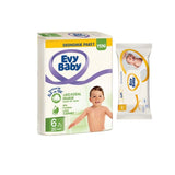 Evyap Anne ve Bebek Bakımı Evy Baby 6 XL (15+ Kg) 20 Adet Bebek Bezi + Evy Baby 40'lı Islak Mendil Hediyeli