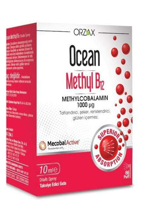 Orzax Besin Takviyeleri Ocean Methyl B12 Dil Altı Spreyi 10 ml