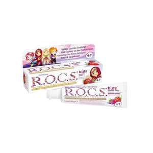 ROCS Ağız Bakım & Diş Sağlığı Ürünleri ROCS Kids 4-7 Yaş Ahududu-Çilek Diş Macunu Yaz Esintisi